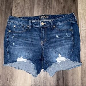 Torrid Dark Blue Distressed Jean Shorts